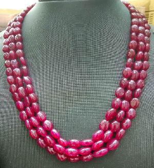 RUBY OVAL PLAIN BEADS