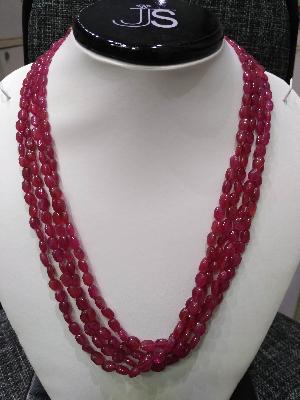 Ruby Oval Plain Beads